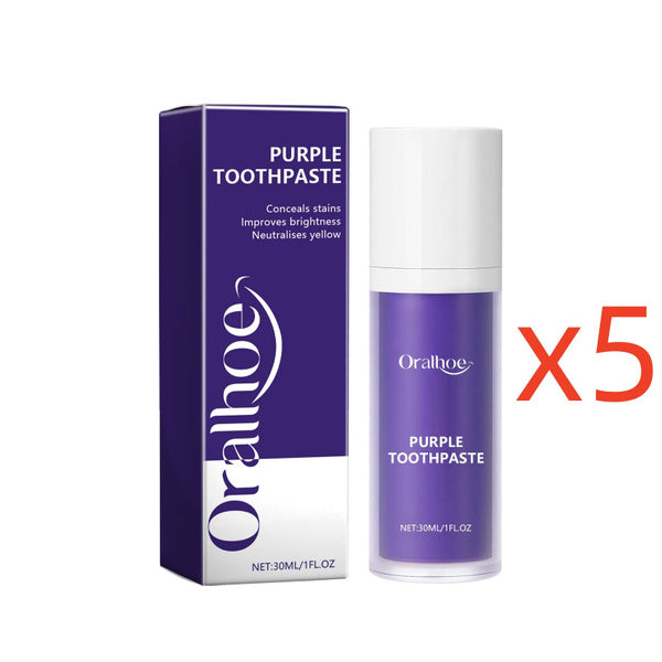 1/5Pcs 30Ml Purple Toothpaste for Teeth Whitening, Color Corrector Purple Toothpaste, Purple Teeth Whitening Toothpaste, Teeth Whitener