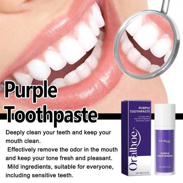 1/5Pcs 30Ml Purple Toothpaste for Teeth Whitening, Color Corrector Purple Toothpaste, Purple Teeth Whitening Toothpaste, Teeth Whitener