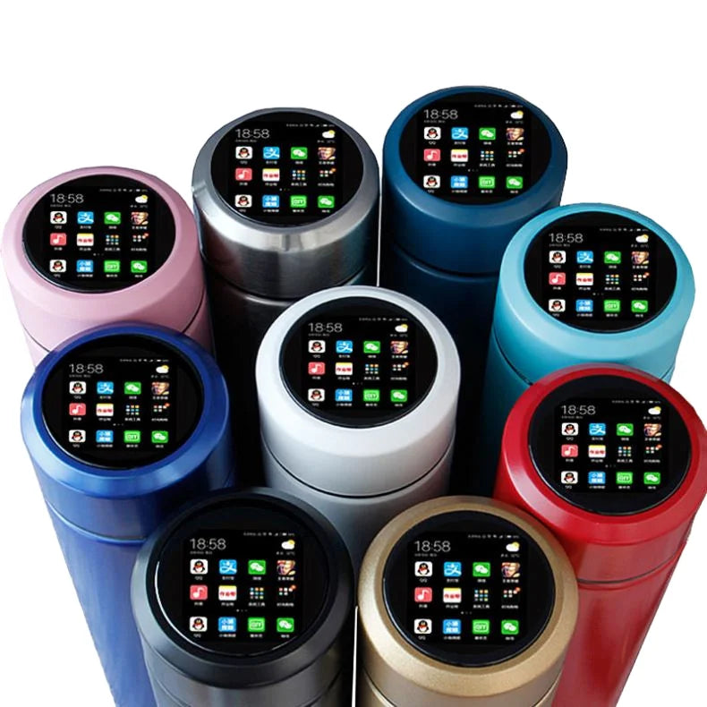 IMOGY Smart Water Bottle Stainless Steel with LED Temperature Display Thermo Digital Tumbler Cups Bulk Includes Lid Beer Usage