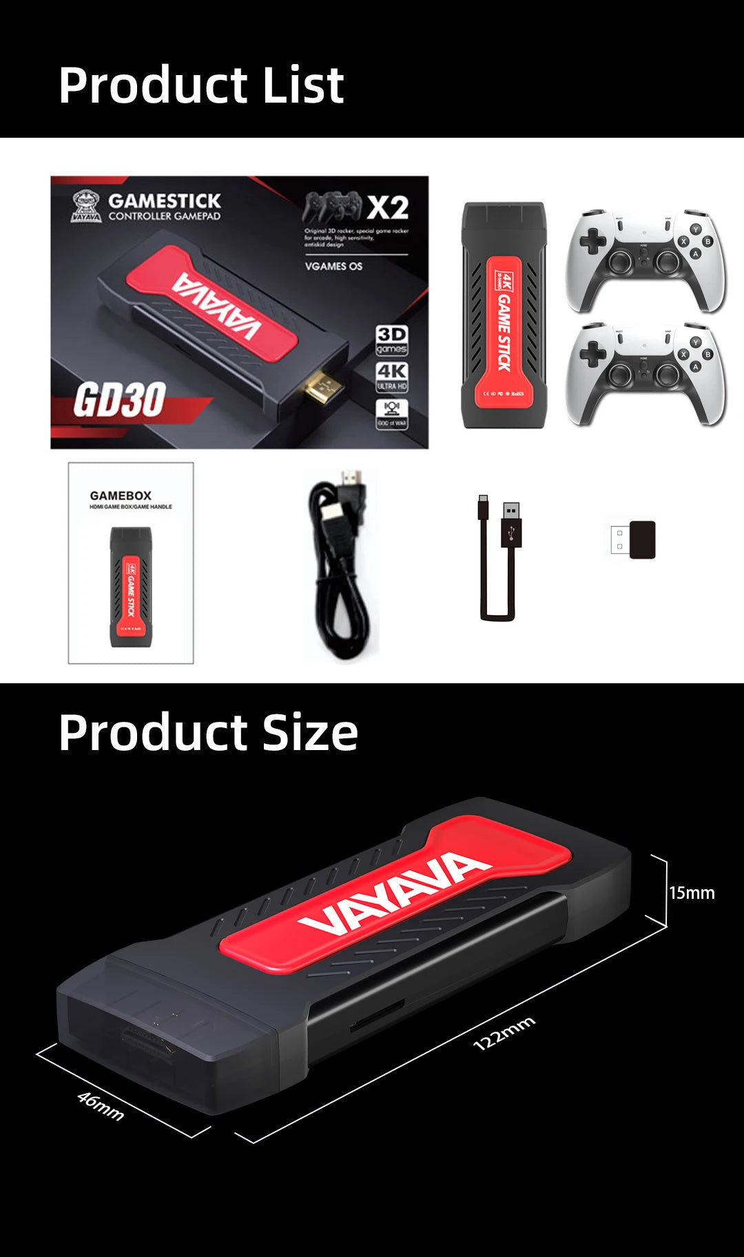 40 Emulator Newest 3D 4K HD Mini Console Arcade GD30 Game Stick Retro Video Game Console Gamestick Consolas De Videojuegos